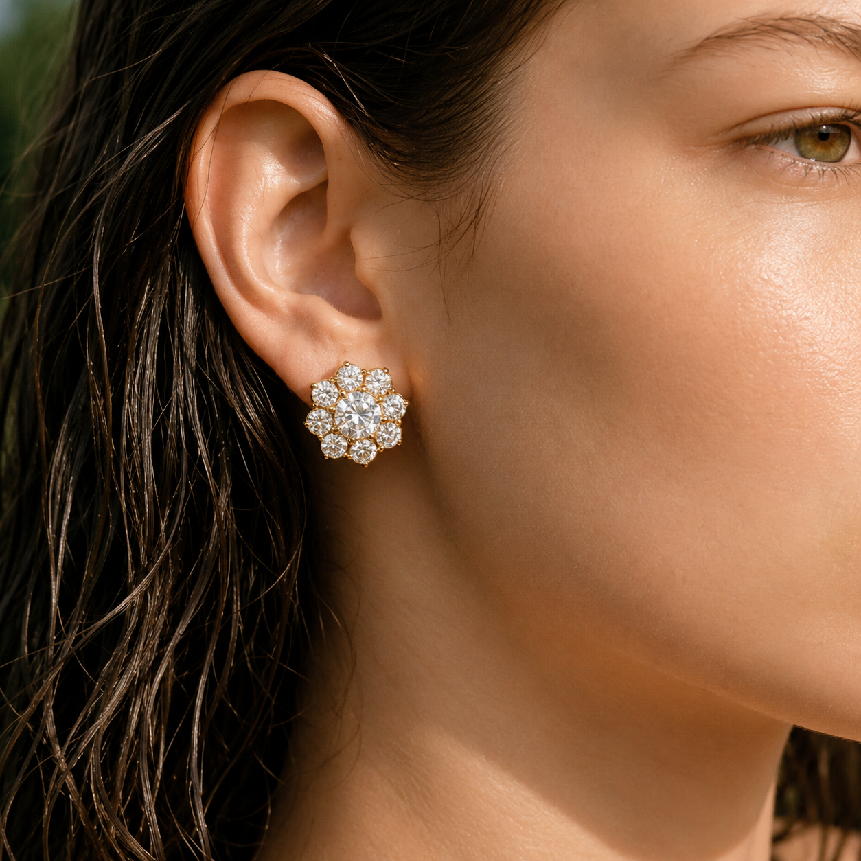 Camellia Bloom Studs Earrings - 18k Gold Plated
