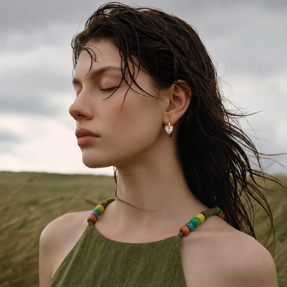 Spark Heart Hoops Earrings - 18k Gold Plated