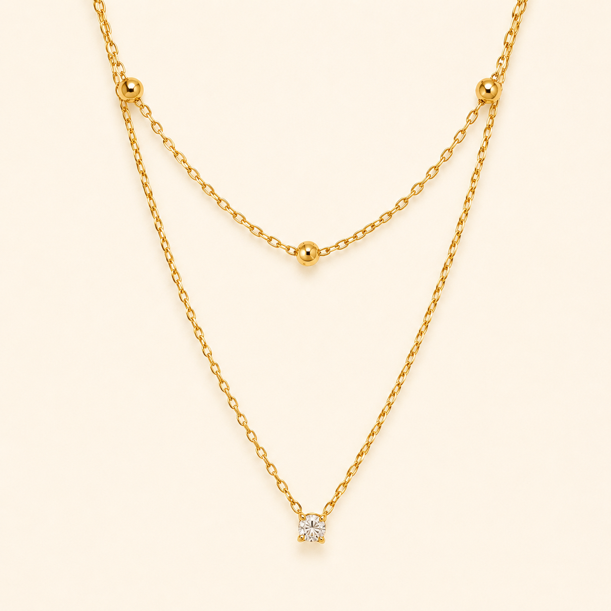 Duo Layered Necklace - 18K Gold Plated