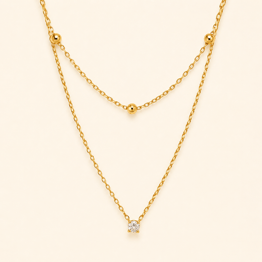 Duo Layered Necklace - 18K Gold Plated