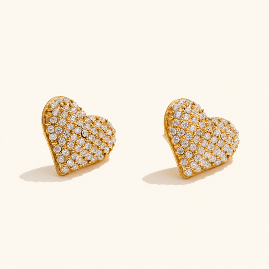Eclat Heart Studs Earrings - 18k Gold Plated