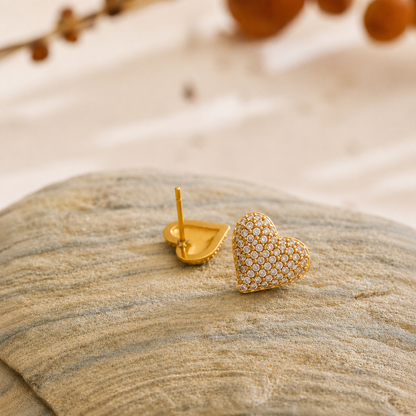 Eclat Heart Studs Earrings - 18k Gold Plated