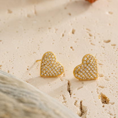 Eclat Heart Studs Earrings - 18k Gold Plated