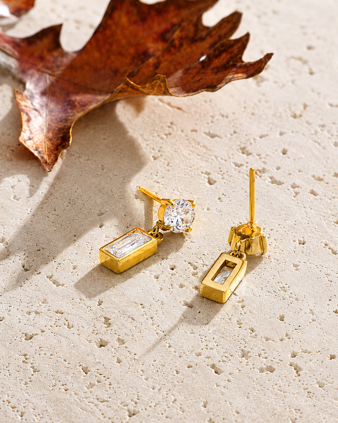 Luna Prism Drop Earrings - 18K Gold Plated