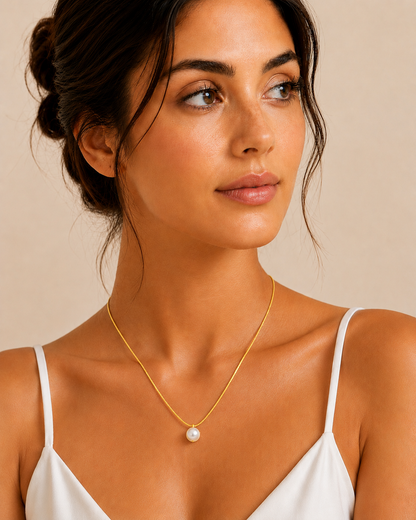 Ivory Pearl Necklace - 18K Gold Plated