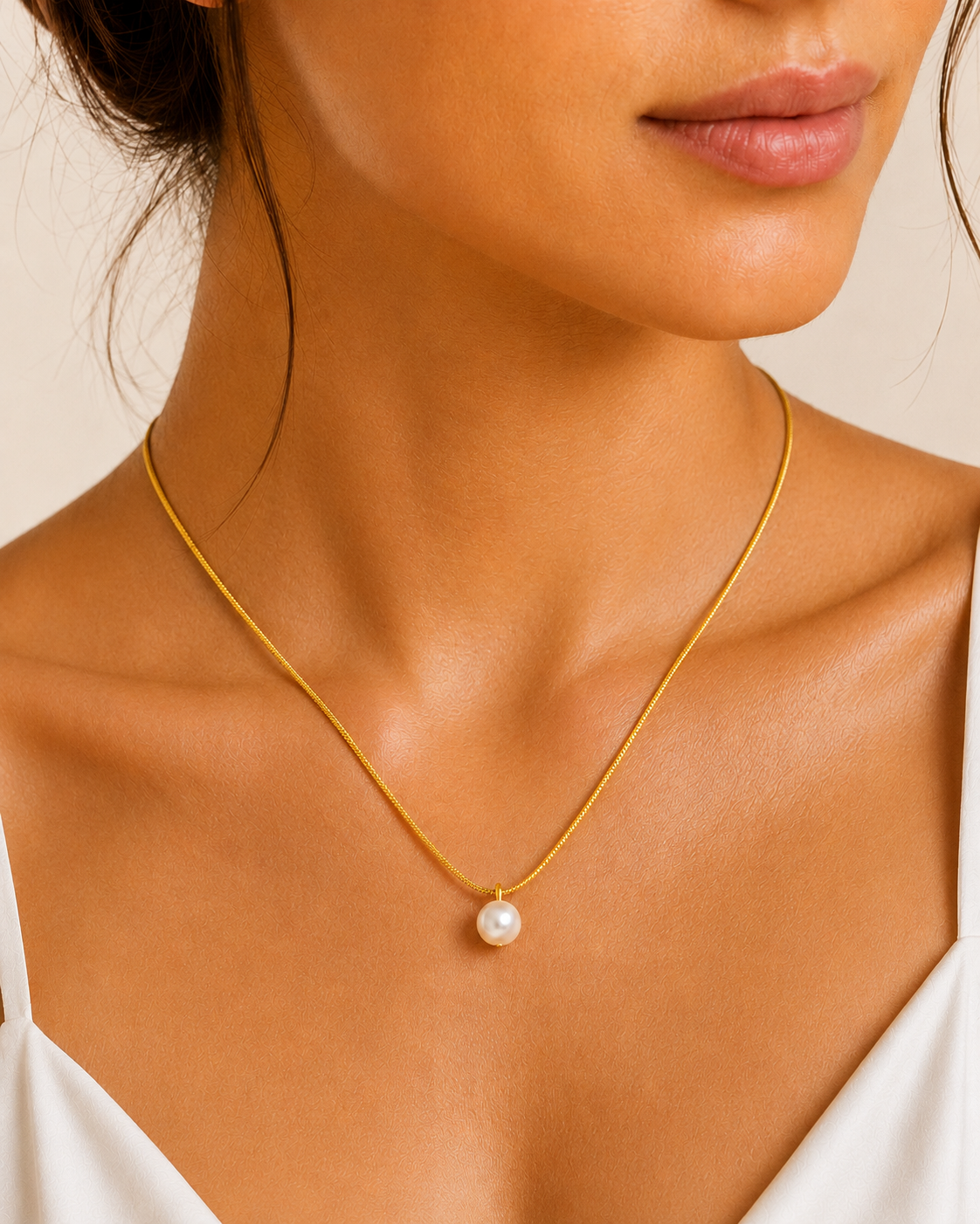 Ivory Pearl Necklace - 18K Gold Plated