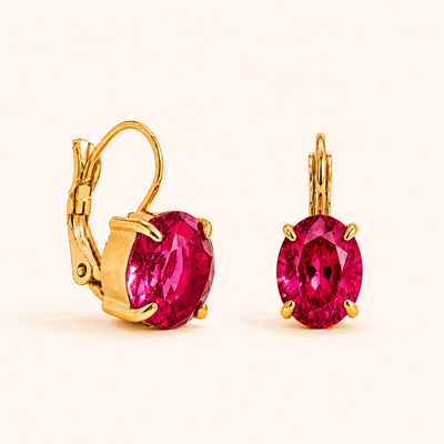 Rose Zircon Earrings - 18K Gold Plated