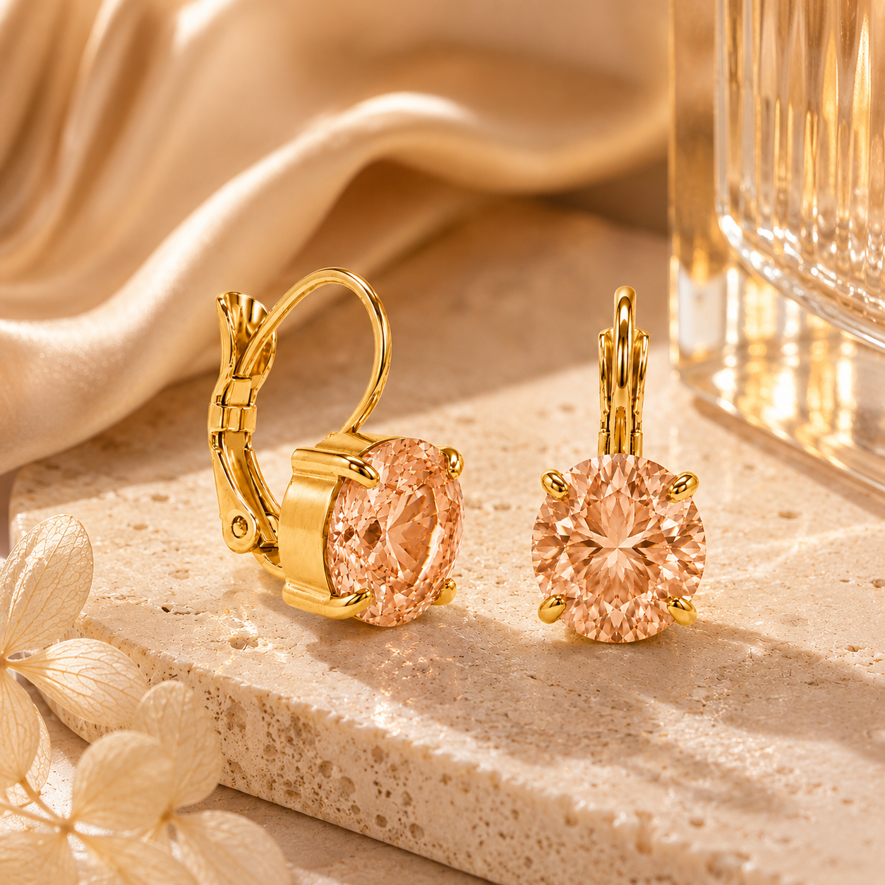 Amber Zircon Earrings - 18K Gold Plated