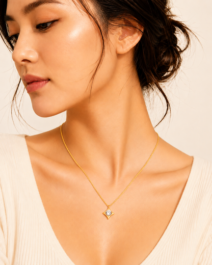 Zenith Zircon Star Pendant - 18K Gold Plated