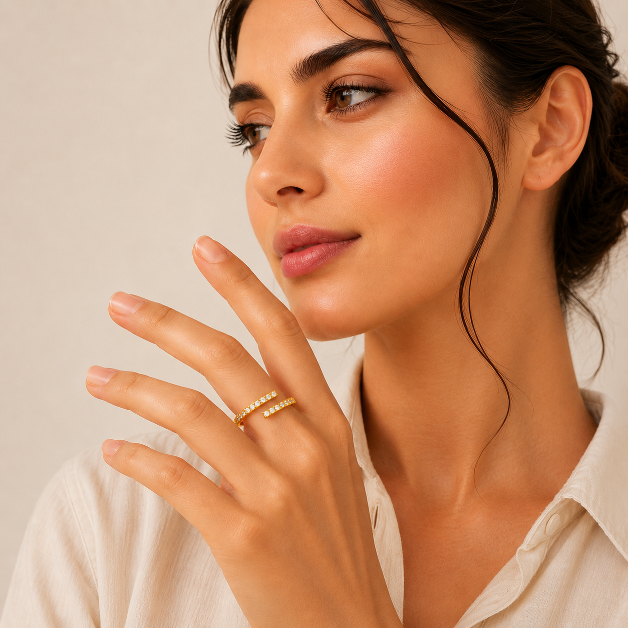 Elara Zircon Ring - 18K Gold Plated (Adjustable)