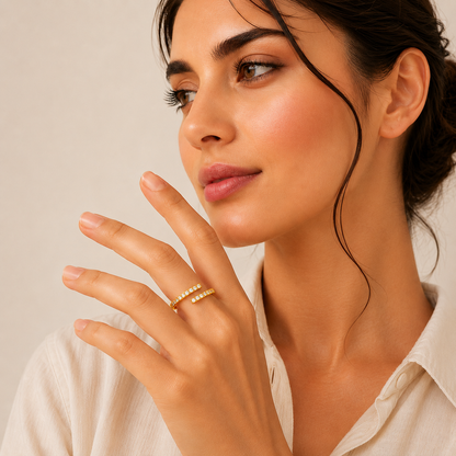 Elara Zircon Ring - 18K Gold Plated (Adjustable)