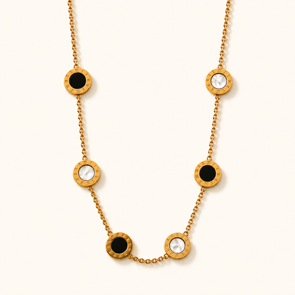 Pearl & Onyx Necklace - 18K Gold Plated