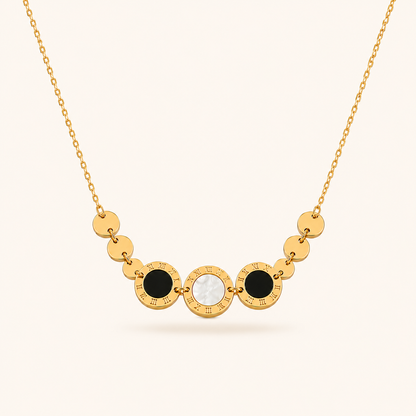 Celeste Pearl & Onyx Necklace - 18K Gold Plated