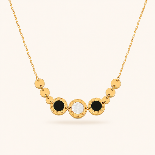 Celeste Pearl & Onyx Necklace - 18K Gold Plated
