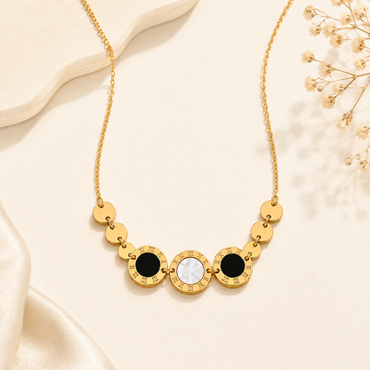 Celeste Pearl & Onyx Necklace - 18K Gold Plated