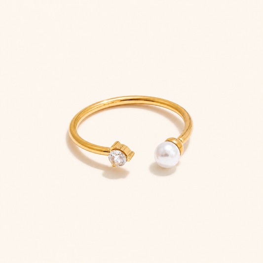Luna Pearl Open Ring - 18K Gold Plated (Adjustable)