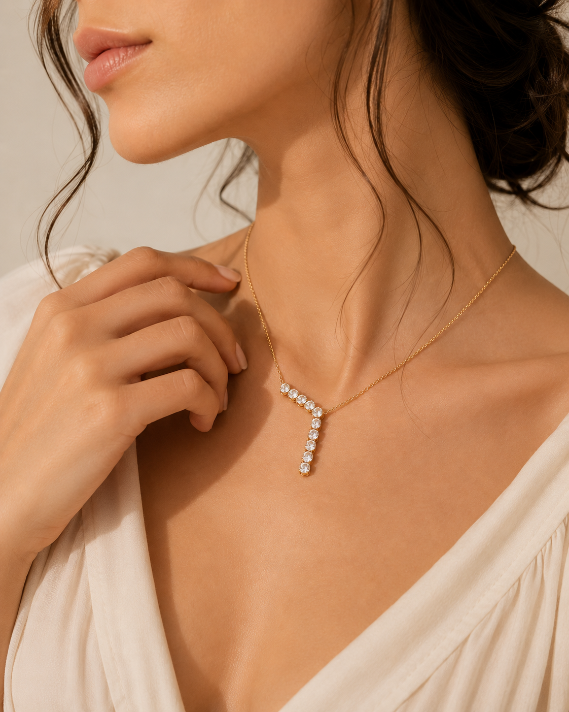 Moonbeam Zircon Necklace - 18K Gold Plated
