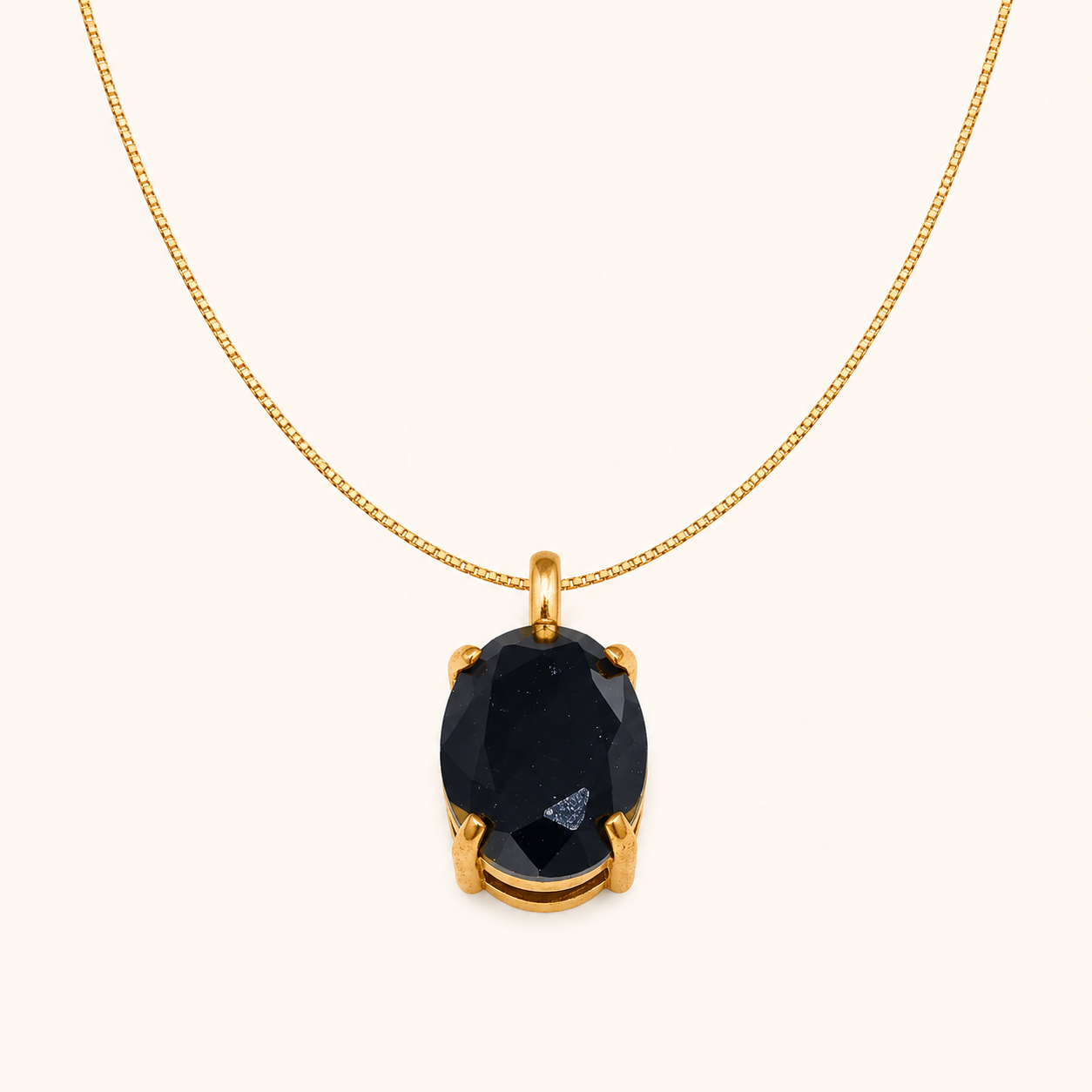 Midnight Onyx Pendant - 18K Gold Plated