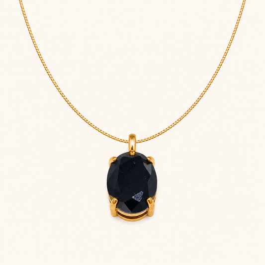 Midnight Onyx Pendant - 18K Gold Plated
