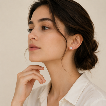 Grace Pearl Stud Earrings - 18K Gold Plated