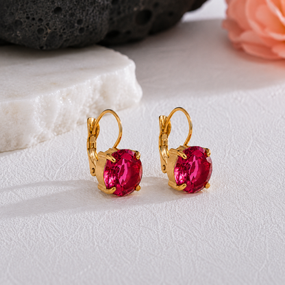 Rose Zircon Earrings - 18K Gold Plated