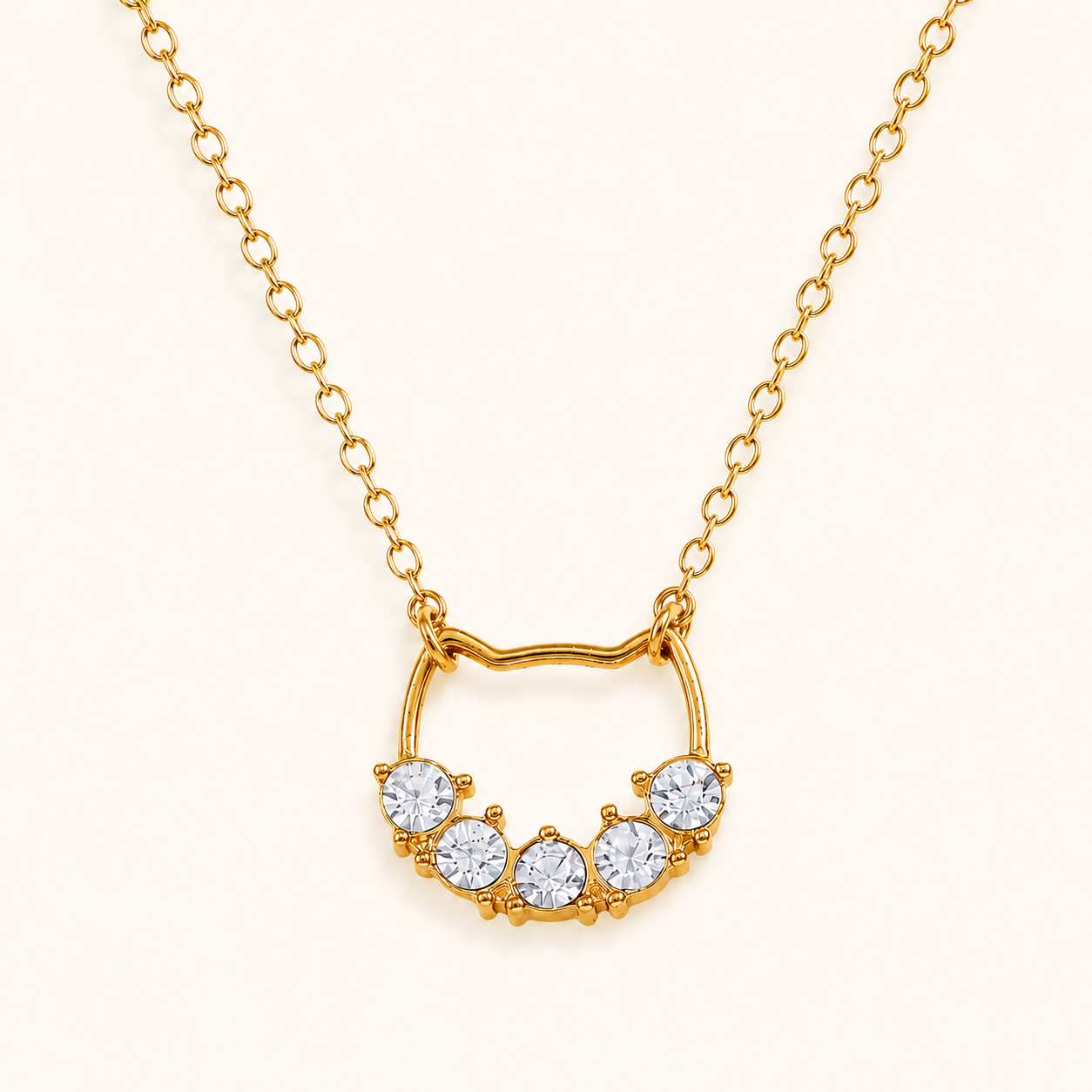 Crescent Zircon Necklace – 18K Gold Plated