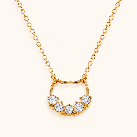 Crescent Zircon Necklace – 18K Gold Plated