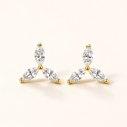 Petal Trinity Studs Earrings - 18K Gold Plated