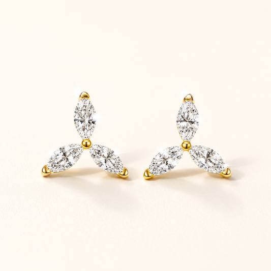 Petal Trinity Studs Earrings - 18K Gold Plated