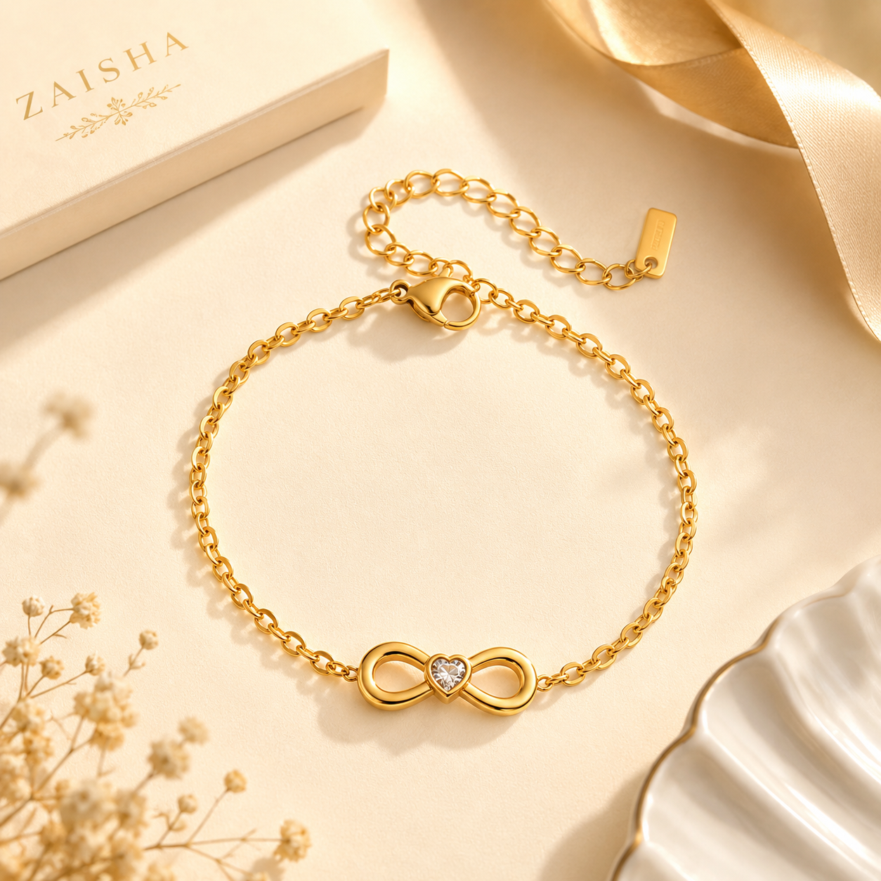 Infinite Heart Grace Bracelet - 18K Gold Plated