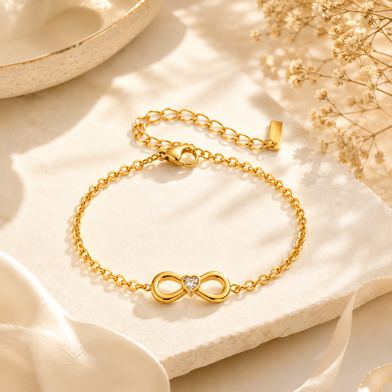 Infinite Heart Grace Bracelet - 18K Gold Plated