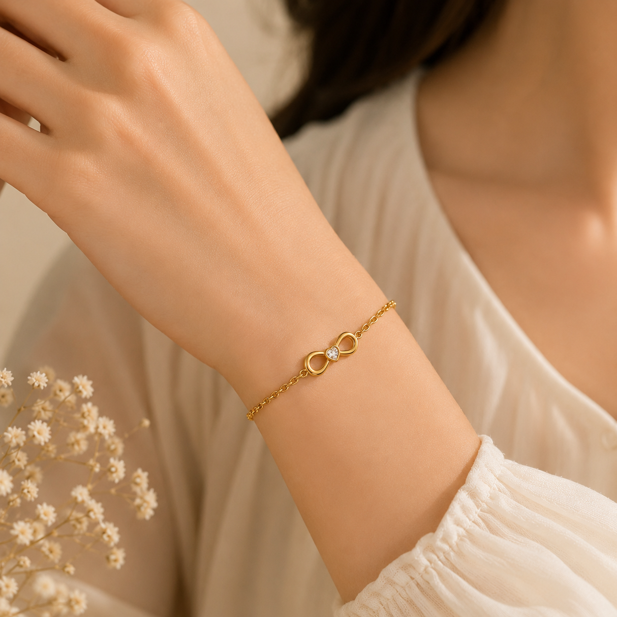 Infinite Heart Grace Bracelet - 18K Gold Plated