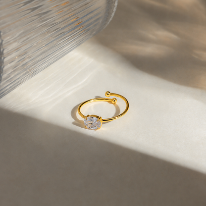 Zircon Solitaire Ring - 18K Gold Plated (Adjustable)