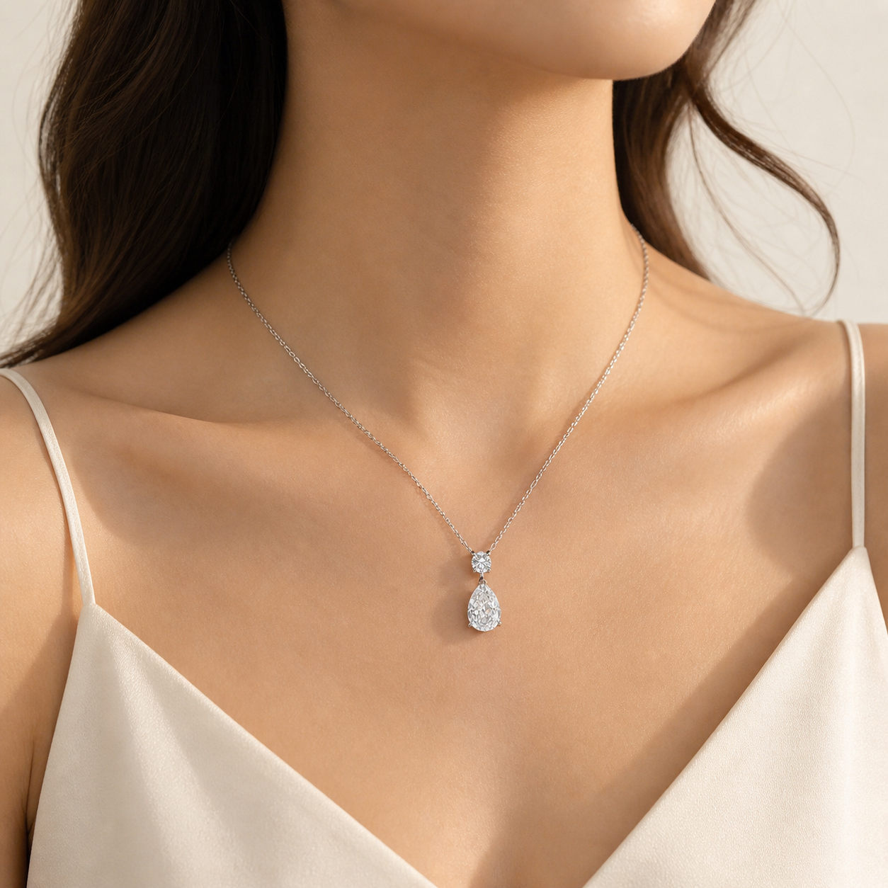 Teardrop Necklace - Silver Plated