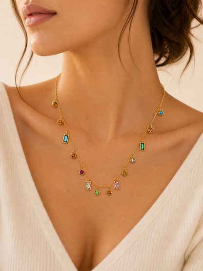 Gem Symphony Necklace – 18K Gold Plated