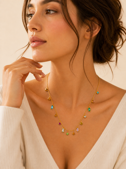 Gem Symphony Necklace – 18K Gold Plated