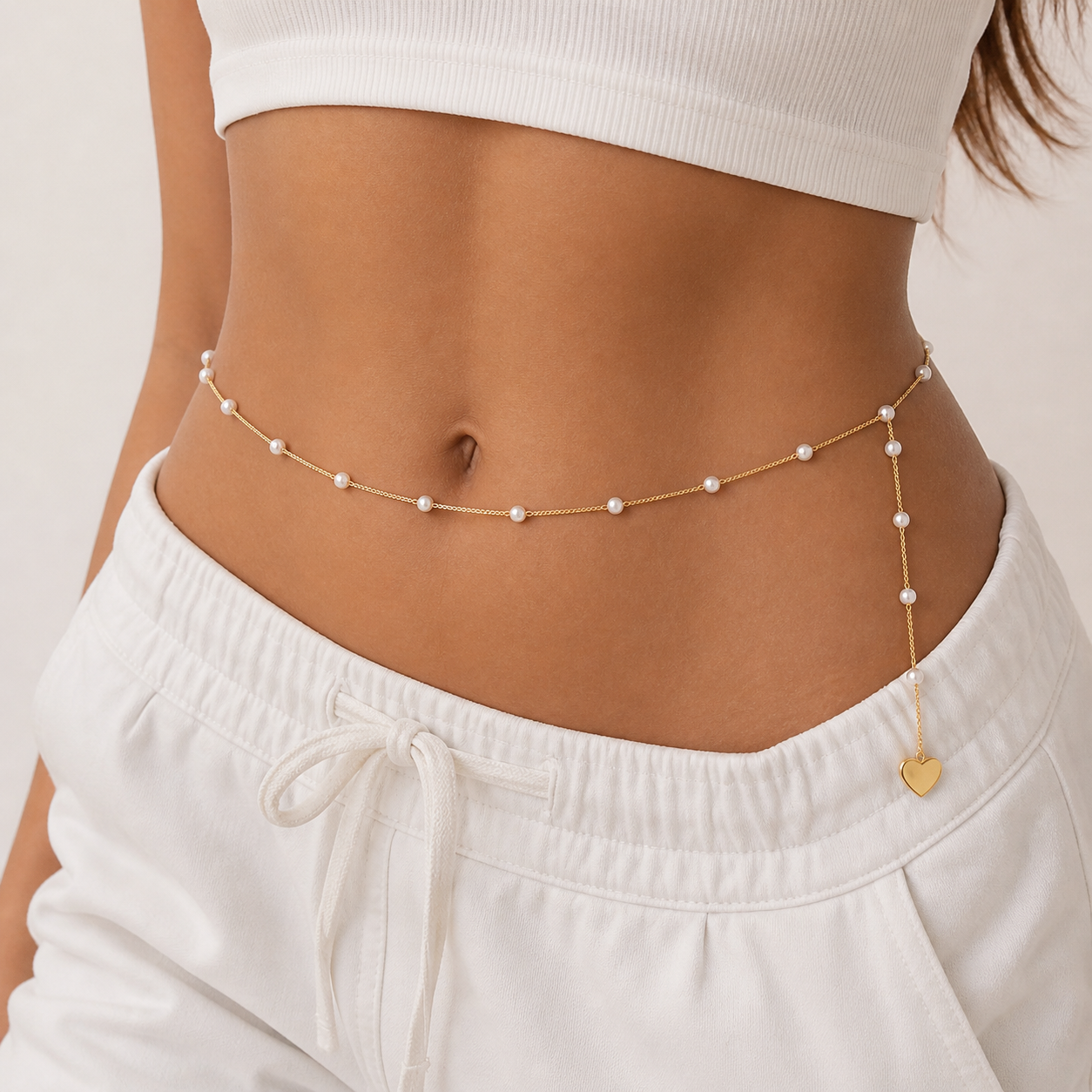 HeartDrop Pearl Waist Chain