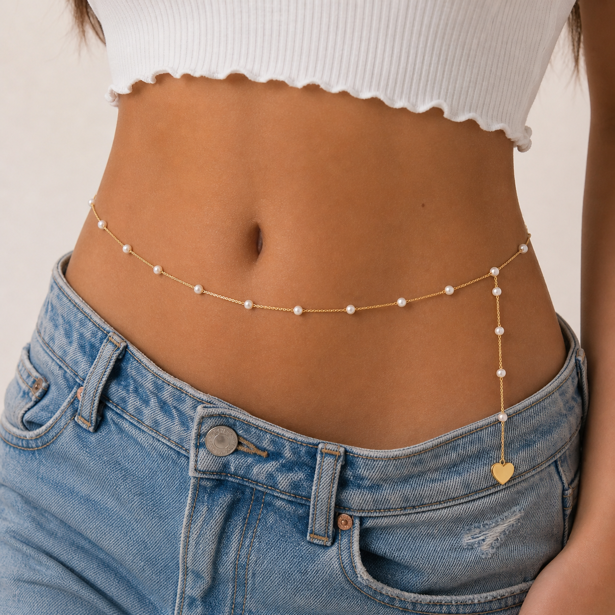 HeartDrop Pearl Waist Chain