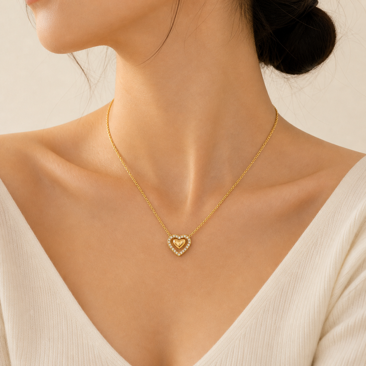 Heart Grace Necklace – 18K Gold Plated