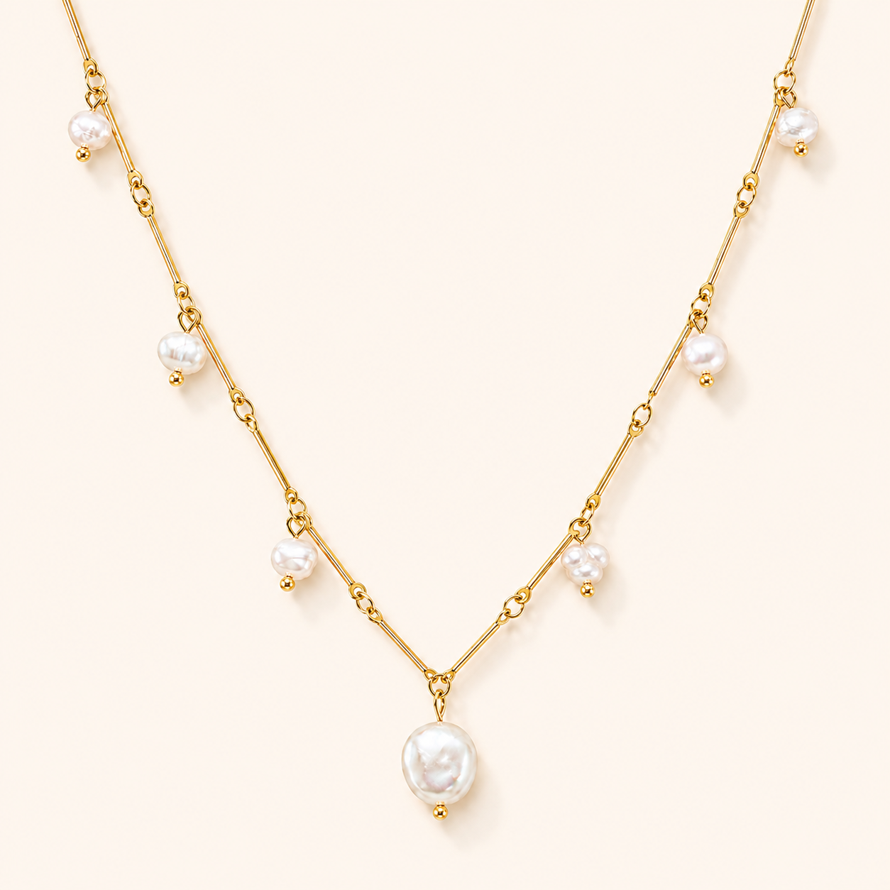 Celeste Pearl Drop Necklace – 18K Gold Plated