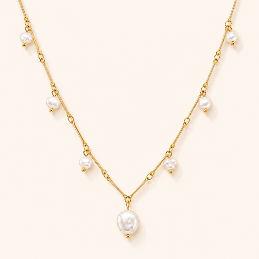 Celeste Pearl Drop Necklace – 18K Gold Plated