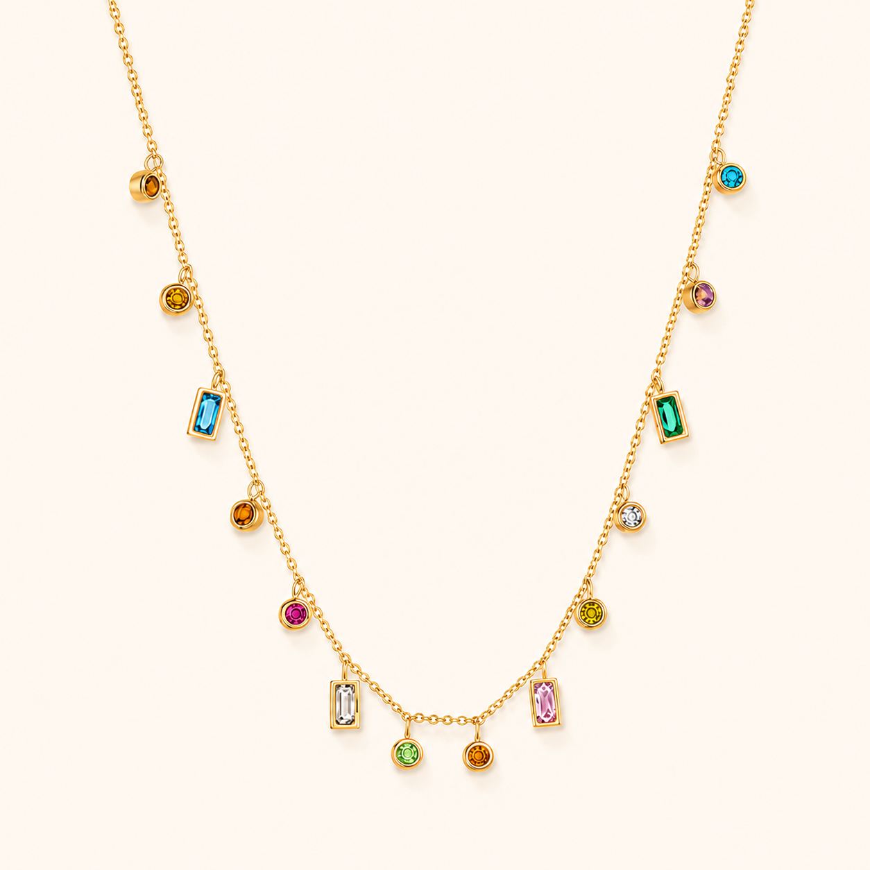 Gem Symphony Necklace – 18K Gold Plated
