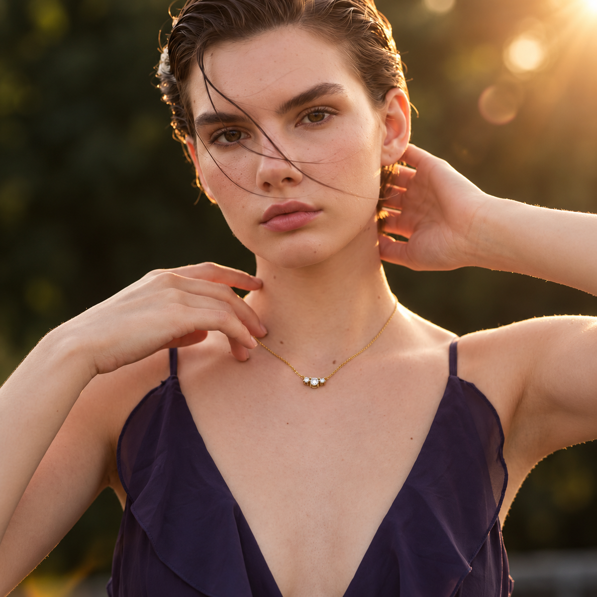 Ovelle Zircon Necklace - 18k Gold Plated