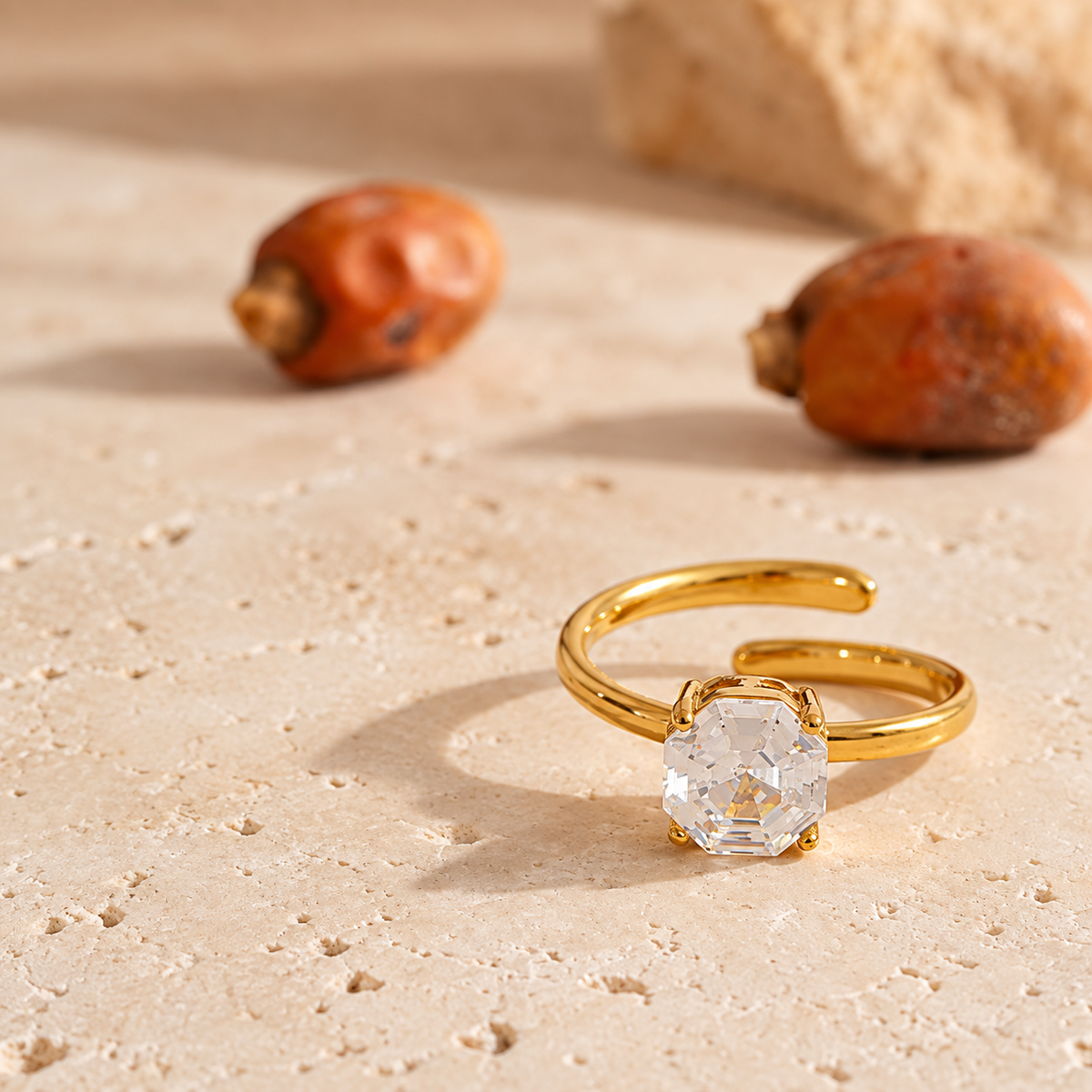 Aurevane Zircon Ring - 18k Gold Plated (Adjustable)