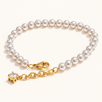 Nivelle Grey Pearl Bracelet - 18k Gold Plated