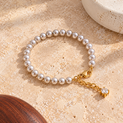 Nivelle Grey Pearl Bracelet - 18k Gold Plated
