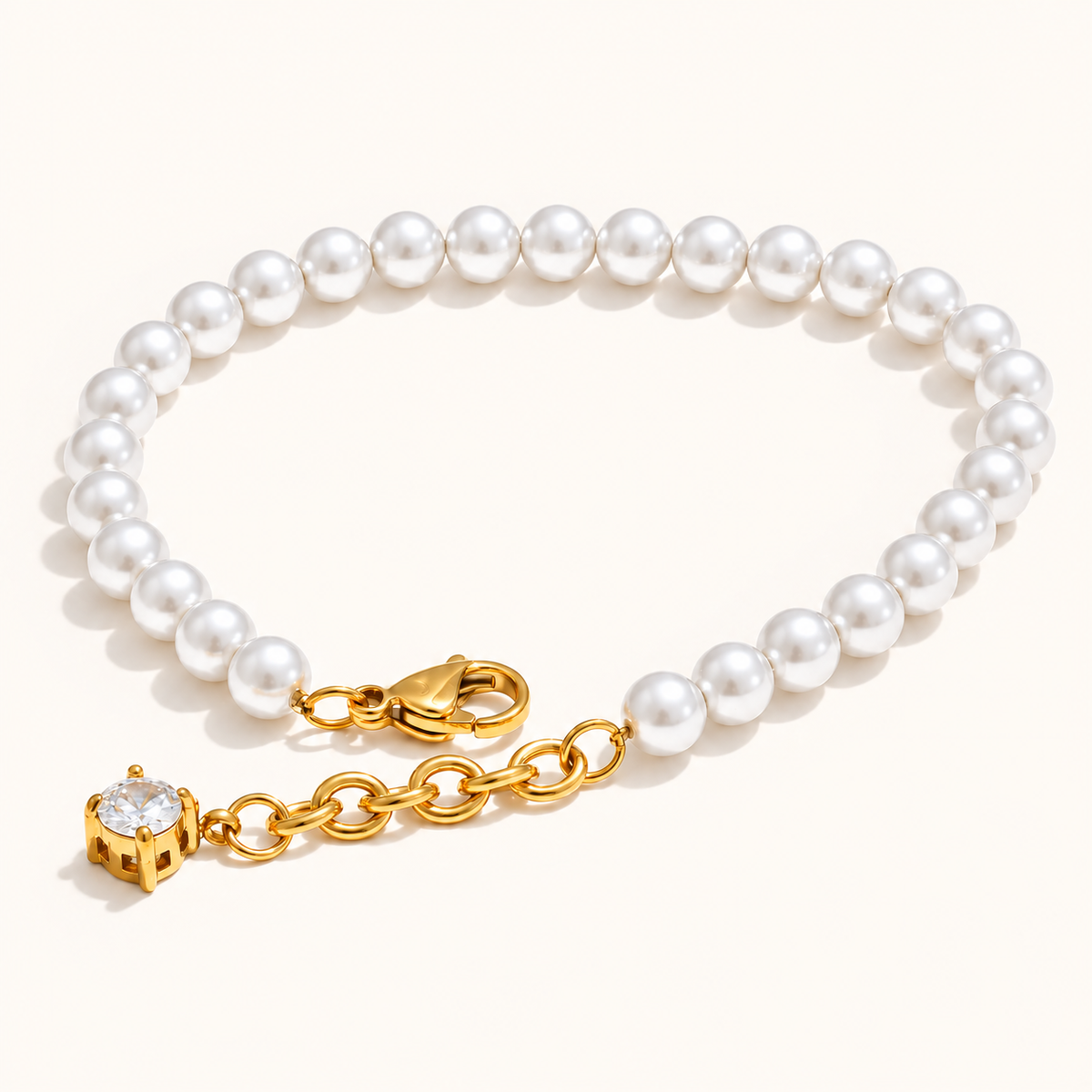 Caelisse White Pearl Bracelet - 18k Gold Plated