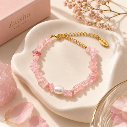 Rosevia Pearl Stone Bracelet - 18K Gold Plated