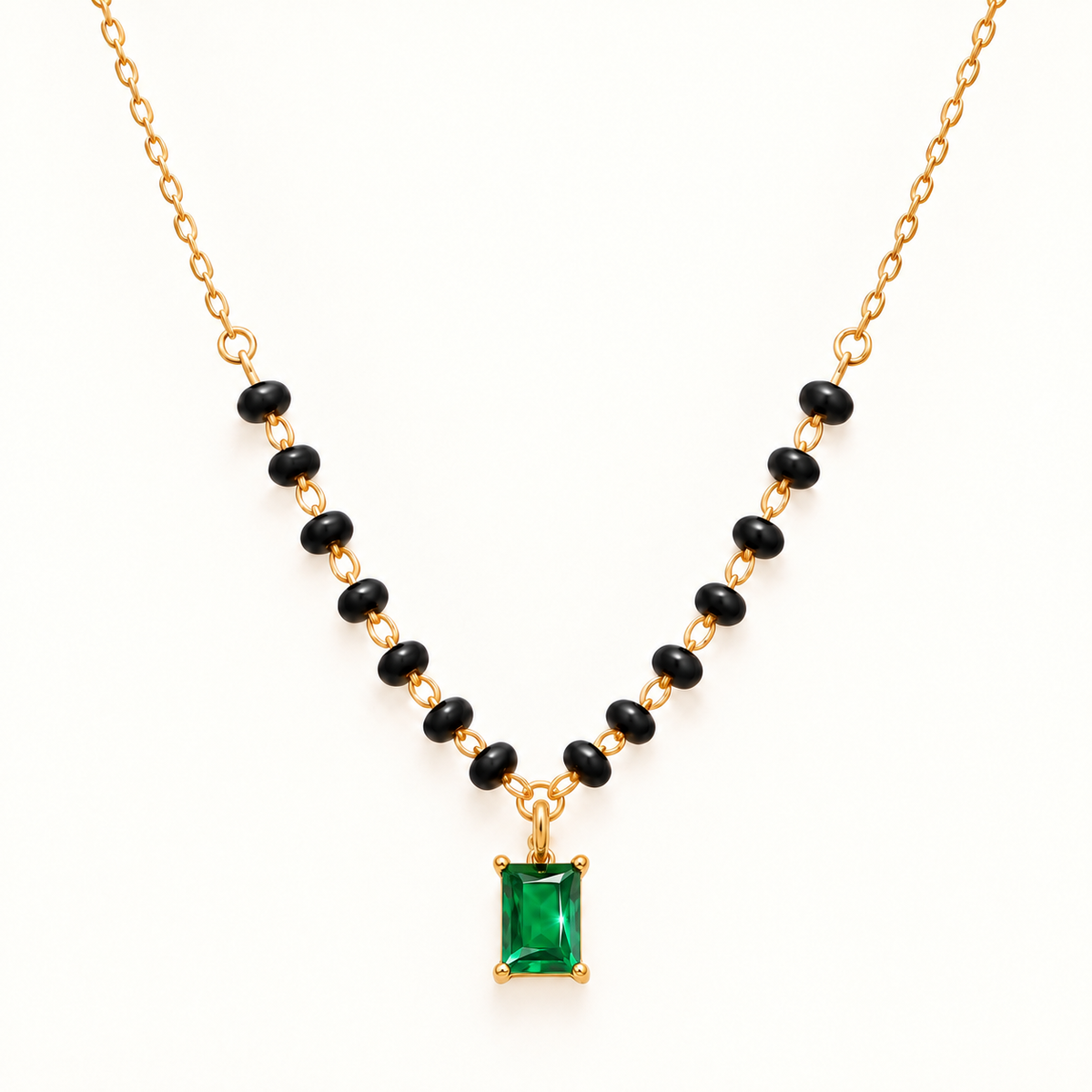 Zyra Emerald Mangalsutra - 18K Gold Plated