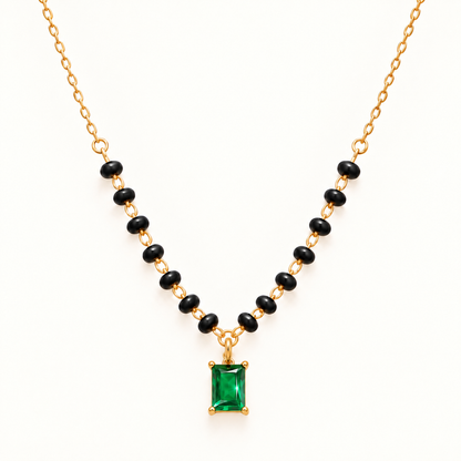 Zyra Emerald Mangalsutra - 18K Gold Plated